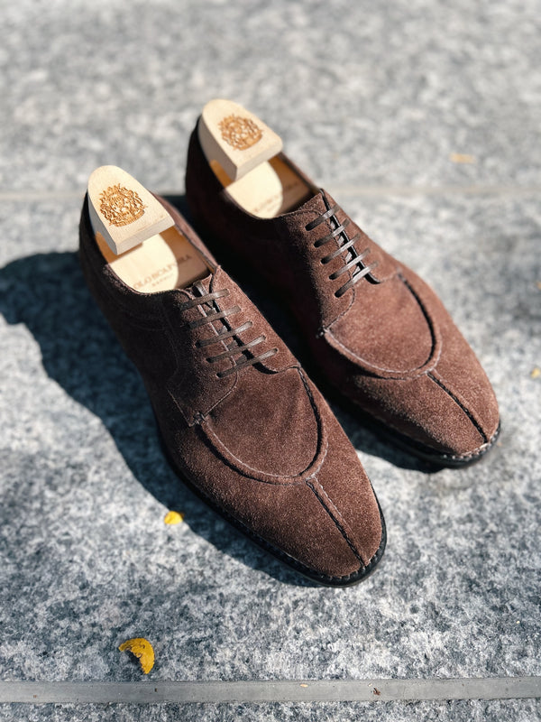 Handcrafted Suede Split Toe Derby Shoe - Testa Di Moro