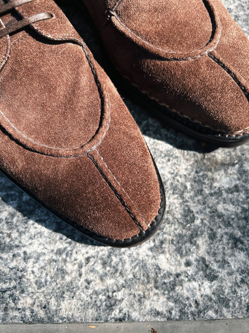 Handcrafted Suede Split Toe Derby Shoe - Testa Di Moro