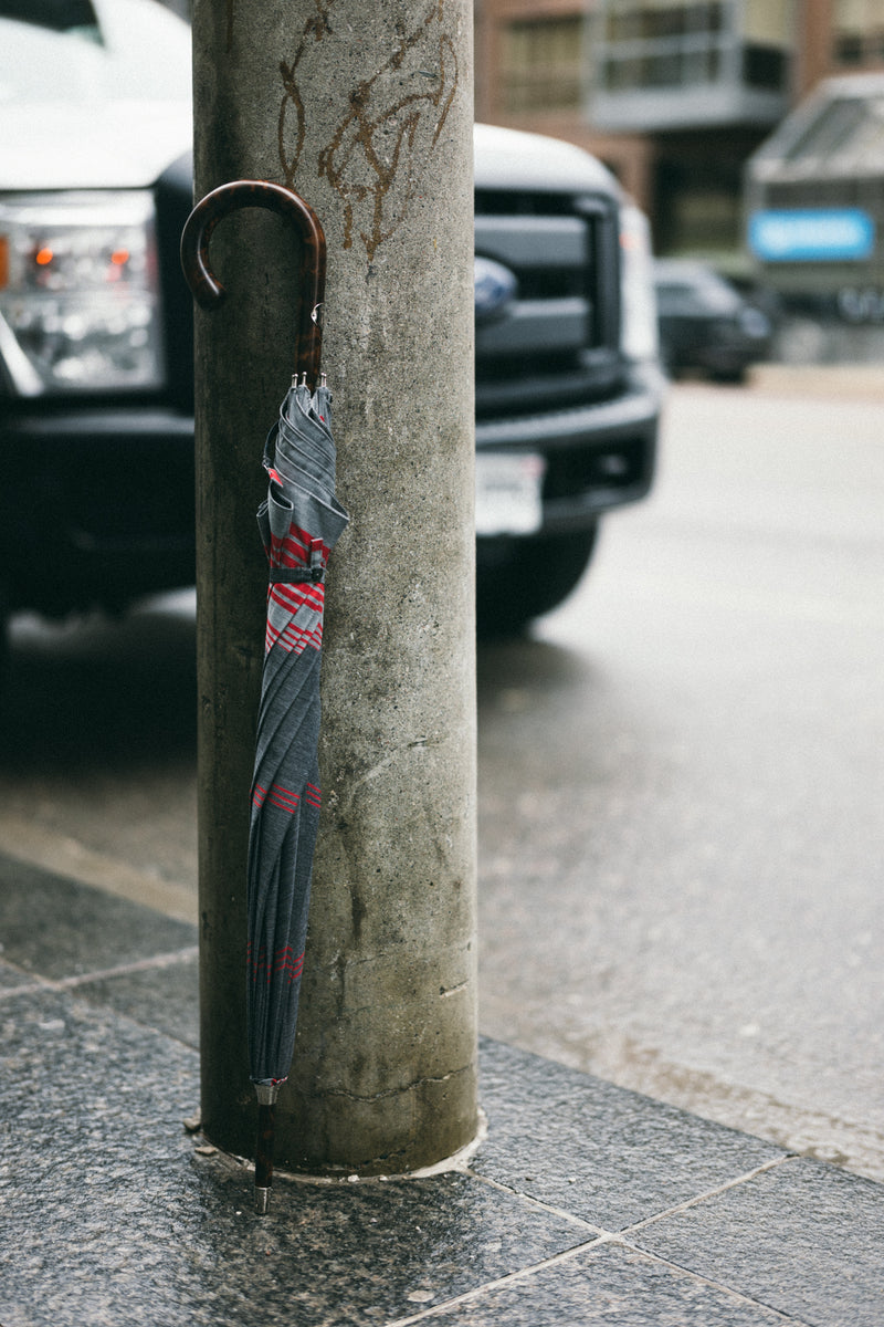 Handcrafted Tiger Maple Umbrella - Red Stripe